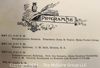 Group of Four (4) Antique North Carolina College of Agriculture & Mechanic Arts (A&M), now North Carolina State.  Ephemera.  Includes Leather Bound Graduation Commencement Programs and 1900 Calendar. 