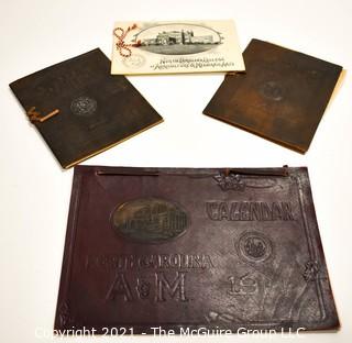 Group of Four (4) Antique North Carolina College of Agriculture & Mechanic Arts (A&M), now North Carolina State.  Ephemera.  Includes Leather Bound Graduation Commencement Programs and 1900 Calendar. 