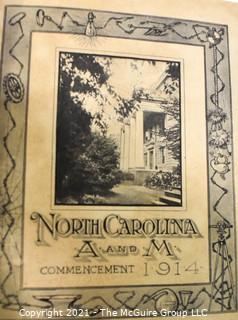 Group of Four (4) Antique North Carolina College of Agriculture & Mechanic Arts (A&M), now North Carolina State.  Ephemera.  Includes Leather Bound Graduation Commencement Programs and 1900 Calendar. 