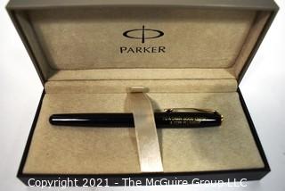 Gold Nib Parker Fountain Pen with Embossed Dedication to Friend & Veterinarian, New in Box.  