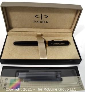 Gold Nib Parker Fountain Pen with Embossed Dedication to Friend & Veterinarian, New in Box.  