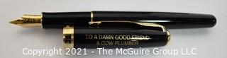 Gold Nib Parker Fountain Pen with Embossed Dedication to Friend & Veterinarian, New in Box.  