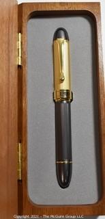 Silver and Gold Toned Writing Pen in Wood Box  