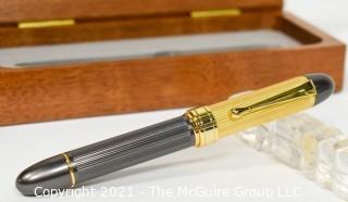 Silver and Gold Toned Writing Pen in Wood Box  