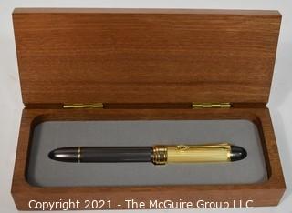 Silver and Gold Toned Writing Pen in Wood Box  