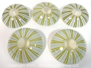 Five (5) Mid Century Modern Glass Ceiling Mount Chandelier Shades.  Hardware not included. Each measures 8"D.