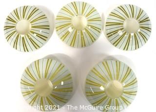 Five (5) Mid Century Modern Glass Ceiling Mount Chandelier Shades.  Hardware not included. Each measures 8"D.