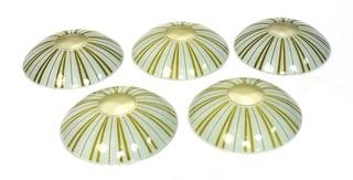 Five (5) Mid Century Modern Glass Ceiling Mount Chandelier Shades.  Hardware not included. Each measures 8"D.