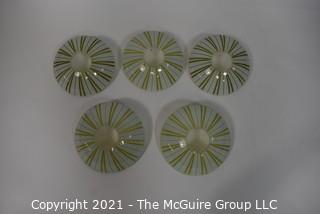 Five (5) Mid Century Modern Glass Ceiling Mount Chandelier Shades.  Hardware not included. Each measures 8"D.