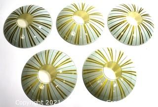 Five (5) Mid Century Modern Glass Ceiling Mount Chandelier Shades.  Hardware not included. Each measures 8"D.