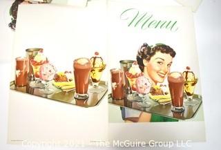 Collection of Vintage Diner Menus and Food Decorations.  New & Unused. 