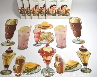 Collection of Vintage Diner Menus and Food Decorations.  New & Unused. 