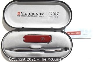 Silver Cross Ball Point Pen & Victorinox Swiss Army Knife, New in Box. 