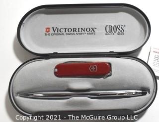 Silver Cross Ball Point Pen & Victorinox Swiss Army Knife, New in Box. 