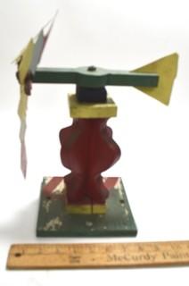 Primitive Artisan Made Folk Art Whirligig.  Measures 15"T