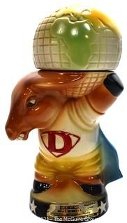 Vintage Jim Beam Bourbon Ceramic Democratic Donkey Decanter Holding the Globe. Measures 11"T.