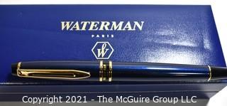 Waterman Paris Hemisphere Blue with Gold Accent Ballpoint Pen; New in Box. 