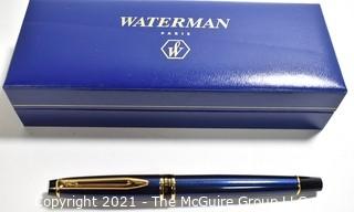 Waterman Paris Hemisphere Blue with Gold Accent Ballpoint Pen; New in Box. 