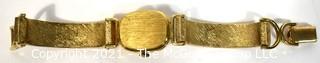 Vintage 1970's Enamel Painted Gold Band Marcel Boucher Bangle Bracelet Watch with Buckle Clasp.