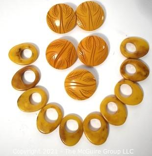 Collection of Carmel Color Bakelite Buttons and Toggles. 