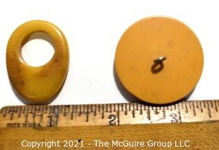 Collection of Carmel Color Bakelite Buttons and Toggles. 