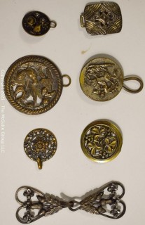 Collection of Vintage Cast Metal Hooks, Buckles and Pendants.  Various Sizes'