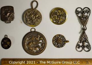 Collection of Vintage Cast Metal Hooks, Buckles and Pendants.  Various Sizes'