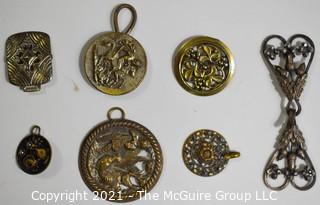 Collection of Vintage Cast Metal Hooks, Buckles and Pendants.  Various Sizes'