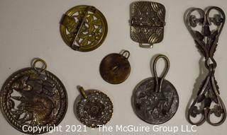 Collection of Vintage Cast Metal Hooks, Buckles and Pendants.  Various Sizes'