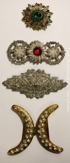 Group of Four (4) Vintage and Antique Rhinestone Brooches and Belt Buckles.