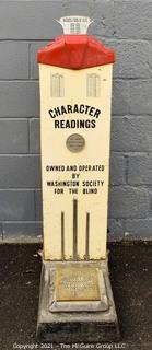 Vintage American Scale Company Washington DC, 1¢ "Your Wate and Fate" Novelty Standing Scale "Your Fortune Shown Here". Early 20th Century. Measures 50"T x 12"W.
