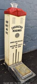 Vintage American Scale Company Washington DC, 1¢ "Your Wate and Fate" Novelty Standing Scale "Your Fortune Shown Here". Early 20th Century. Measures 50"T x 12"W.
