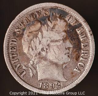 Coins: Silver Barber Dime: 1892-P