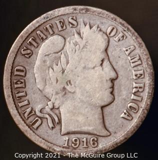 Coins: Silver Barber Dime: 1916-S