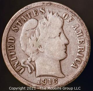 Coins: Silver Barber Dime: 1916-S