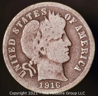 Coins: Silver Barber Dime: 1916-P