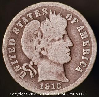 Coins: Silver Barber Dime: 1916-P