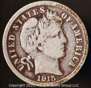 Coins: Silver Barber Dime: 1915-P