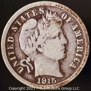 Coins: Silver Barber Dime: 1915-P