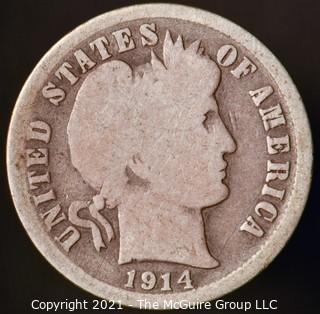 Coins: Silver Barber Dime: 1914-S