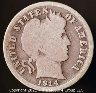 Coins: Silver Barber Dime: 1914-S