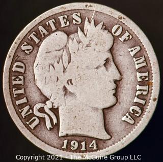 Coins: Silver Barber Dime: 1914-D