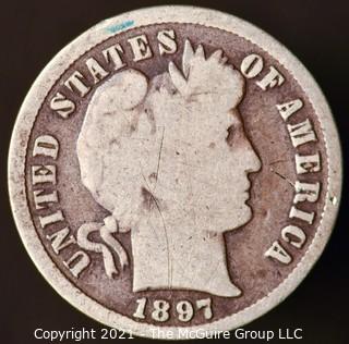 Coins: Silver Barber Dime: 1897-P