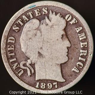 Coins: Silver Barber Dime: 1897-P