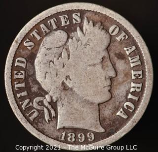 Coins: Silver Barber Dime: 1899-S