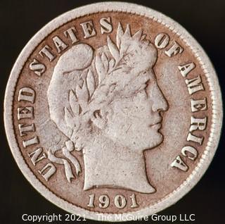 Coins: Silver Barber Dime: 1901-P