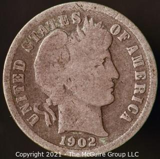 Coins: Silver Barber Dime: 1902-S