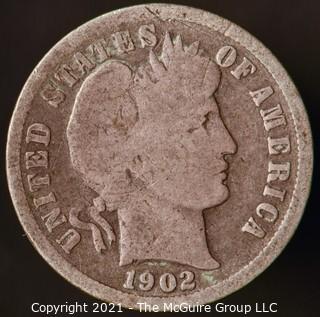 Coins: Silver Barber Dime: 1902-S