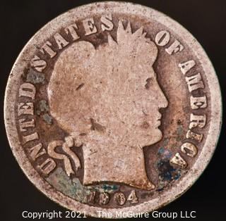 Coins: Silver Barber Dime: 1904-P