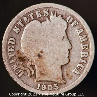 Coins: Silver Barber Dime: 1905-O